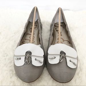 SAM EDELMAN FELICIA BALLET FLATS GREY SILK 6